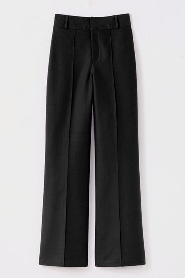 Black cotton straight pants