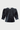 Black & celeste satin striped blouse with puff sleeves