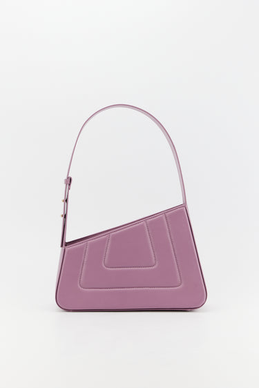 Lilac asymmetric leather quilted bag